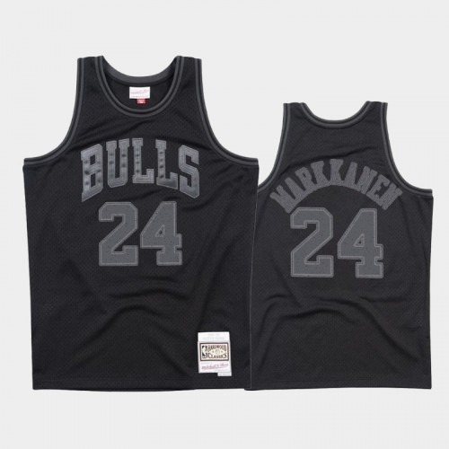 Chicago Bulls #24 Lauri Markkanen Black 1997-98 Throwback Tonal Hardwood Classics Jersey