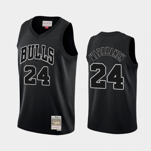 Chicago Bulls #24 Lauri Markkanen Black Hardwood Classics Throwback White Logo Jersey