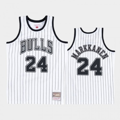 Chicago Bulls #24 Lauri Markkanen White Black Concord Collection Hardwood Classics Jersey