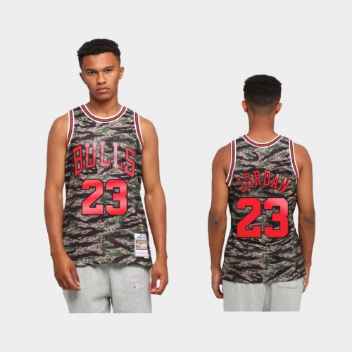 Chicago Bulls #23 Michael Jordan Green Tiger Camo Limited Jersey