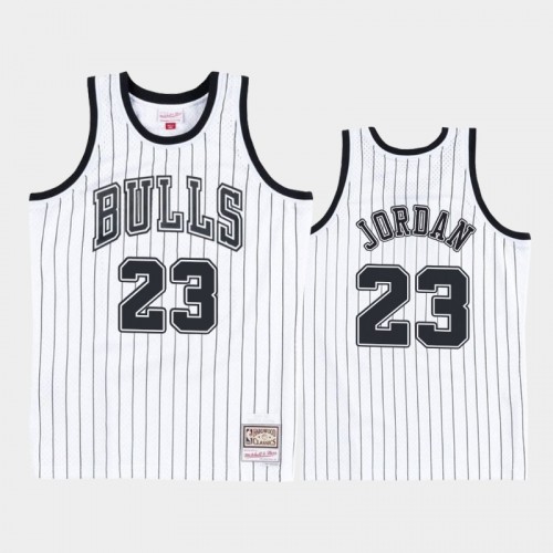 Chicago Bulls #23 Michael Jordan White Black Concord Collection Hardwood Classics Jersey