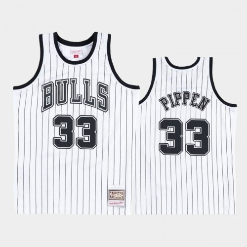 Chicago Bulls #33 Scottie Pippen White Black Concord Collection Hardwood Classics Jersey