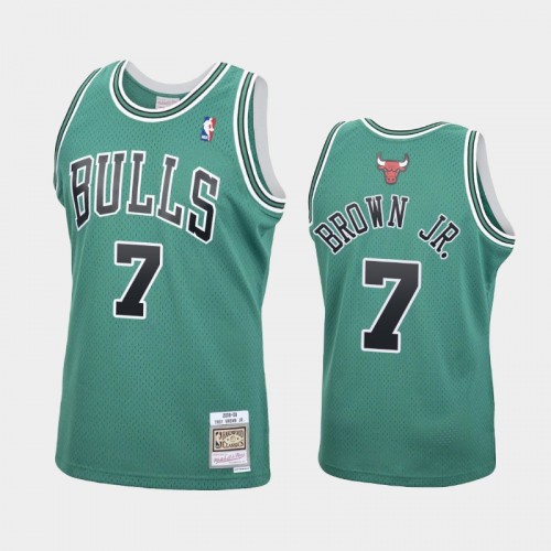 Men's Chicago Bulls #7 Troy Brown Jr. Green 2008-09 Hardwood Classics Jersey