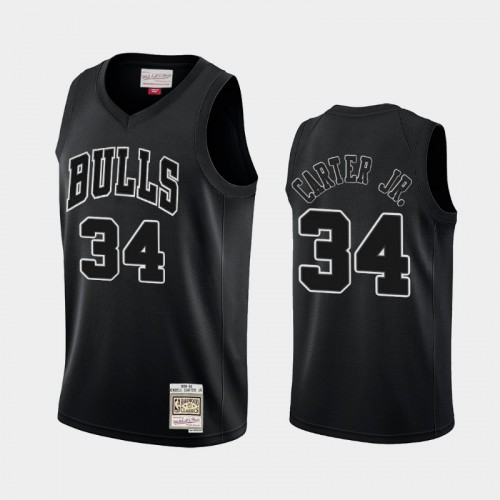 Chicago Bulls #34 Wendell Carter Jr. Black Hardwood Classics Throwback White Logo Jersey