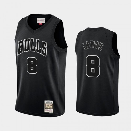 Chicago Bulls #8 Zach LaVine Black Hardwood Classics Throwback White Logo Jersey