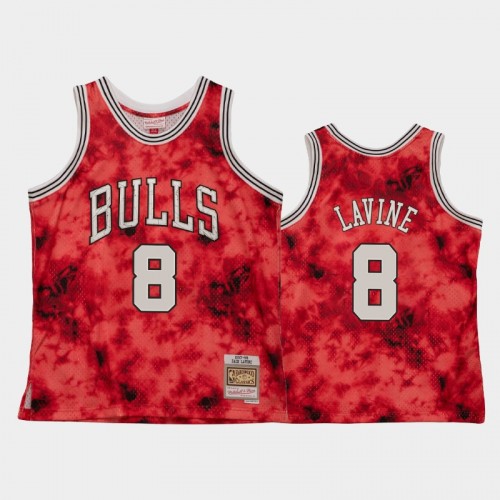 Men's Chicago Bulls #8 Zach LaVine Red Galaxy Jersey