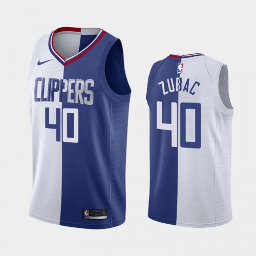 Men's Los Angeles Clippers #40 Ivica Zubac White Royal Split Two-Tone Jersey