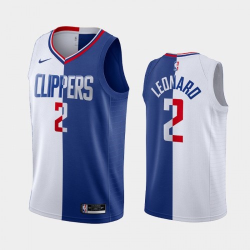 Men's LA Clippers #2 Kawhi Leonard White Blue Split Edition Two-Tone Jersey