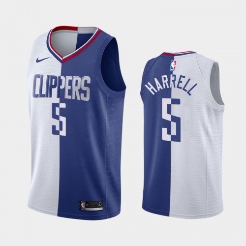 Men's Los Angeles Clippers #5 Montrezl Harrell White Royal Split Two-Tone Jersey