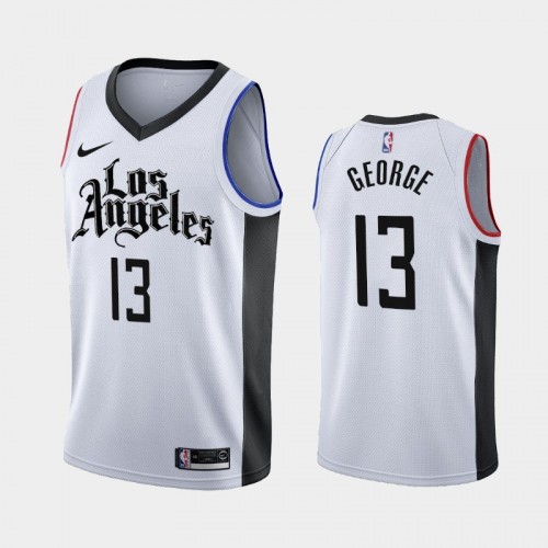 Men's Los Angeles Clippers #13 Paul George White 2020 season City Jersey