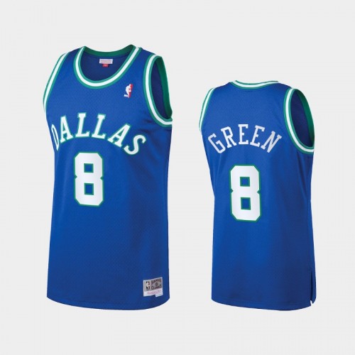 Dallas Mavericks #8 Josh Green Blue Hardwood Classics Throwback Jersey