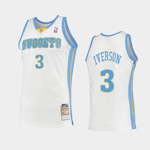 Men's Denver Nuggets #3 Allen Iverson White 2006 Hardwood Classics Swingman Jersey