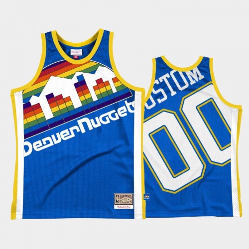 Men's Denver Nuggets #00 Custom Royal Big Face 2.0 Throwback Jersey