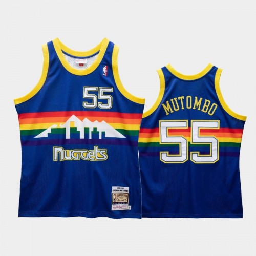 Men's Denver Nuggets #55 Dikembe Mutombo Blue 1991-92 Hardwood Classics Jersey