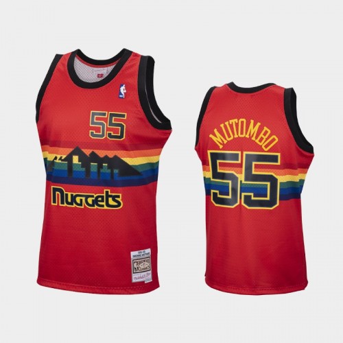 Denver Nuggets #55 Dikembe Mutombo Red Reload Hardwood Classics Jersey