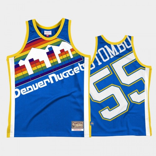 Men's Denver Nuggets #55 Dikembe Mutombo Royal Big Face 2.0 Throwback Jersey