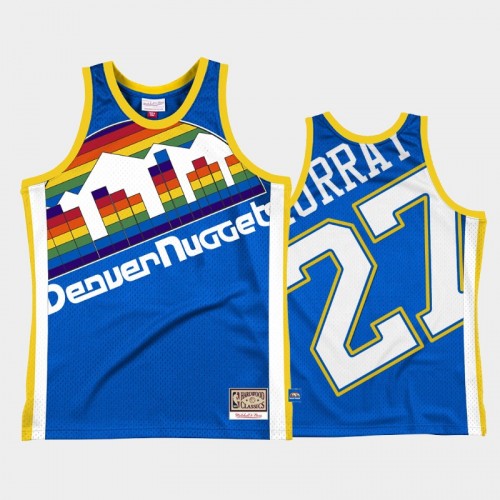 Men's Denver Nuggets #27 Jamal Murray Royal Big Face 2.0 Throwback Jersey