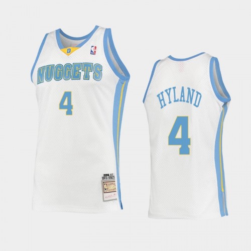 Men's Denver Nuggets #4 Nah'Shon Hyland White 2006 Hardwood Classics Swingman Jersey