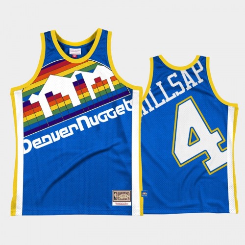 Men's Denver Nuggets #4 Paul Millsap Royal Big Face 2.0 Throwback Jersey