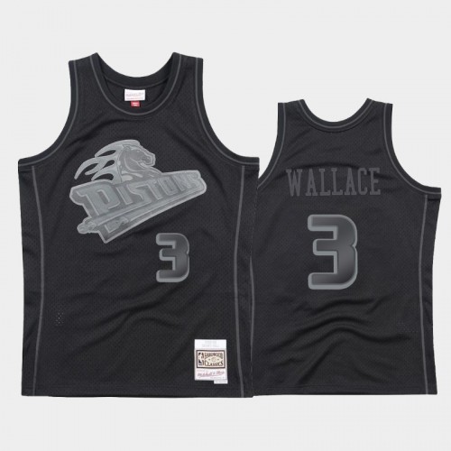 Detroit Pistons #3 Ben Wallace Black 1998-99 Throwback Tonal Hardwood Classics Jersey