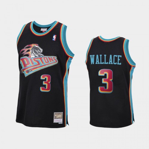 Detroit Pistons #3 Ben Wallace Black Reload Hardwood Classics Jersey