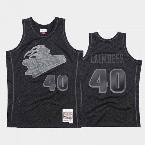 Detroit Pistons #40 Bill Laimbeer Black 1998-99 Throwback Tonal Hardwood Classics Jersey