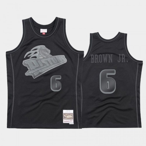 Detroit Pistons #6 Bruce Brown Jr. Black 1998-99 Throwback Tonal Hardwood Classics Jersey