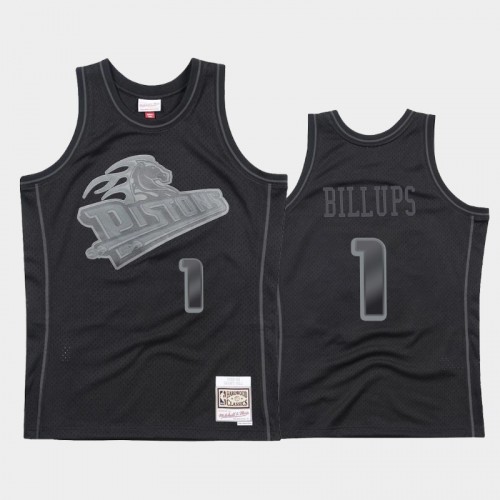 Detroit Pistons #1 Chauncey Billups Black 1998-99 Throwback Tonal Hardwood Classics Jersey