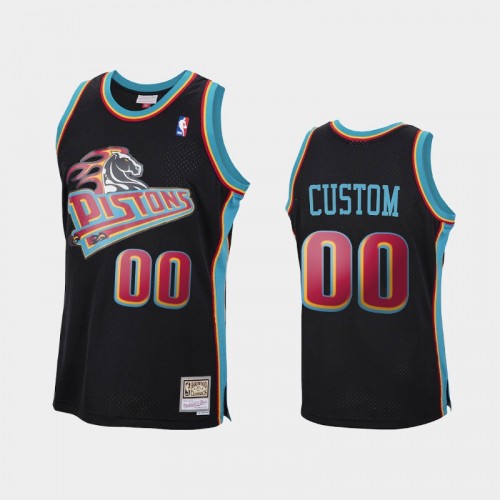 Detroit Pistons #00 Custom Black Reload Hardwood Classics Jersey