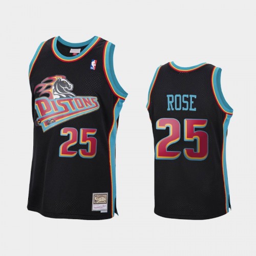 Detroit Pistons #25 Derrick Rose Black Reload Hardwood Classics Jersey