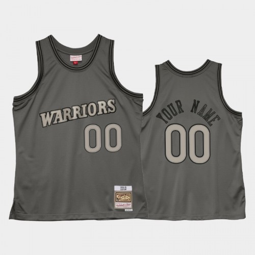 Men's Golden State Warriors #00 Custom Gray Metal Works Hardwood Classics Jersey
