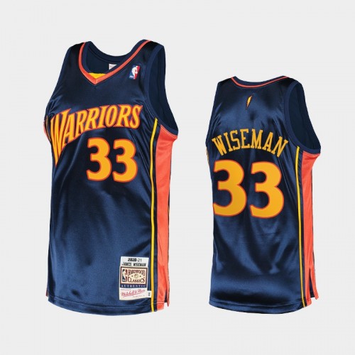 Golden State Warriors #33 James Wiseman Royal Hardwood Classics Throwback Jersey