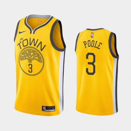 Men's Golden State Warriors #3 Jordan Poole Yellow Earned Jersey - 2019 NBA Draft