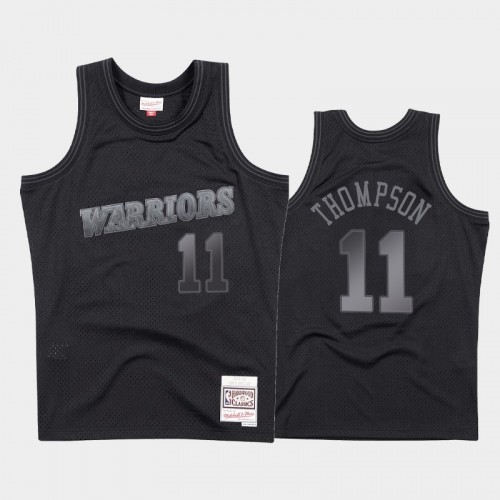 Golden State Warriors #11 Klay Thompson Black 1993-94 Throwback Tonal Hardwood Classics Jersey