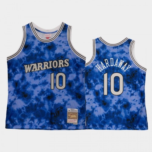 Men's Golden State Warriors #10 Tim Hardaway Blue Galaxy Jersey