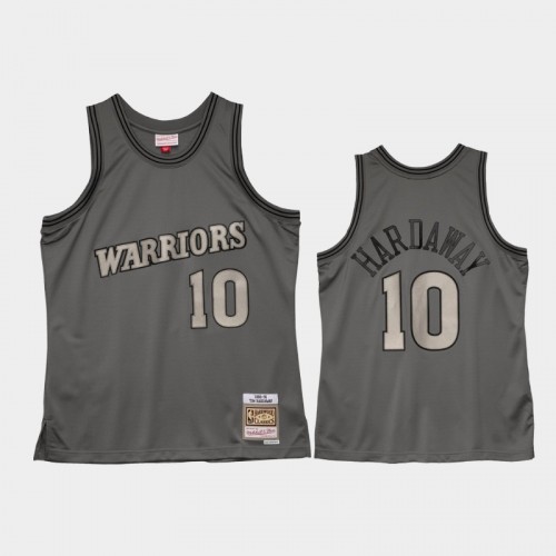 Men's Golden State Warriors #10 Tim Hardaway Gray 1990-91 Metal Works Hardwood Classics Jersey