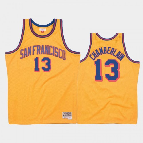 Golden State Warriors #13 Wilt Chamberlain Gold 1962-63 Hardwood Classics Jersey