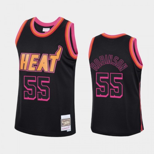 Men's Miami Heat #55 Duncan Robinson Black Rings Collection Jersey