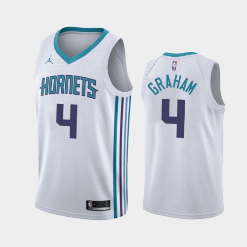 Men's Charlotte Hornets #4 Devonte' Graham White 2019 season Association Jersey