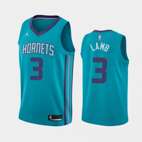 Men's Charlotte Hornets #3 Jeremy Lamb Teal 2019 season Icon Jersey