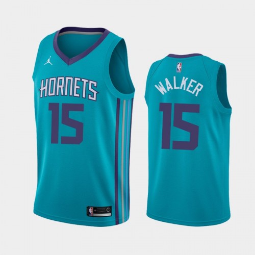 Men's Charlotte Hornets #15 Kemba Walker Teal 2019 season Icon Jersey