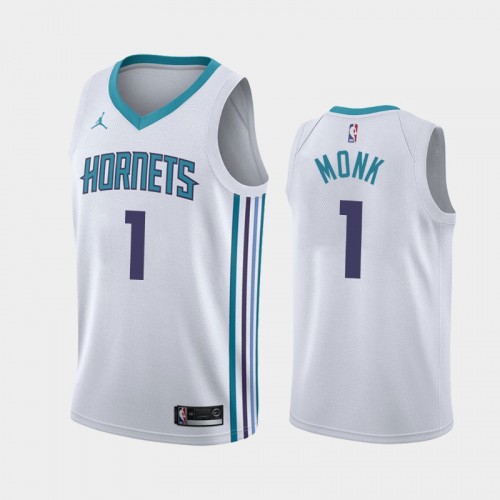 Men's Charlotte Hornets #1 Malik Monk White 2019 season Association Jersey