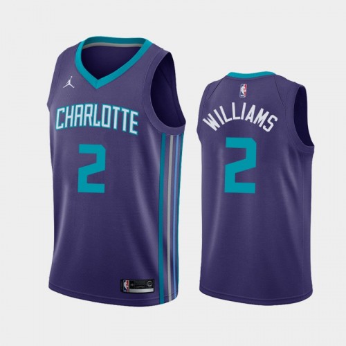Men's Charlotte Hornets #2 Marvin Williams Purple 2019 season Statement Jersey