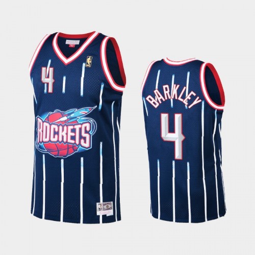 Men's Houston Rockets #4 Charles Barkley Navy Hardwood Classics Jersey