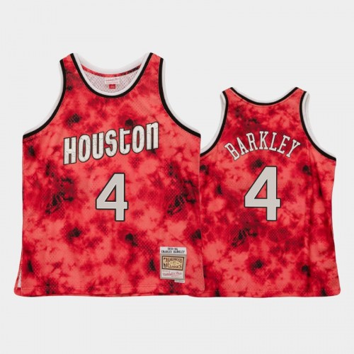 Men's Houston Rockets #4 Charles Barkley Red Galaxy Jersey