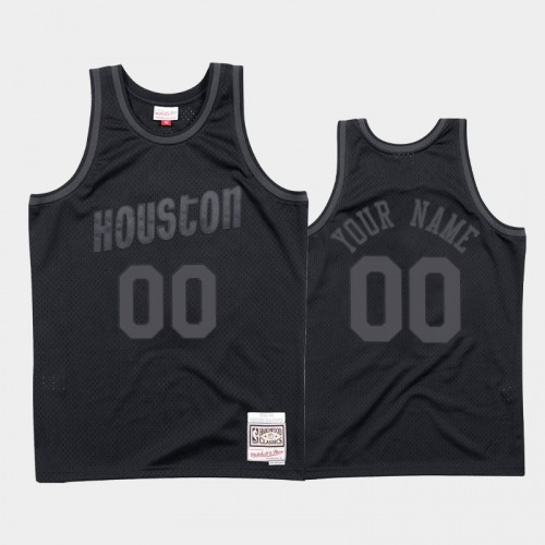 Houston Rockets #00 Custom Black 1993-94 Throwback Tonal Hardwood Classics Jersey