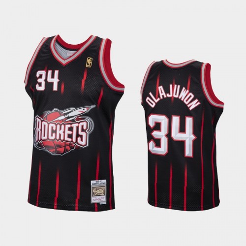 Houston Rockets #34 Hakeem Olajuwon Black Reload Hardwood Classics Jersey