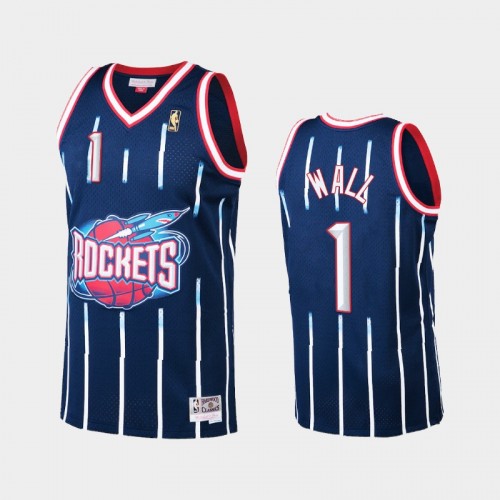Men's Houston Rockets #1 John Wall Navy Hardwood Classics Jersey
