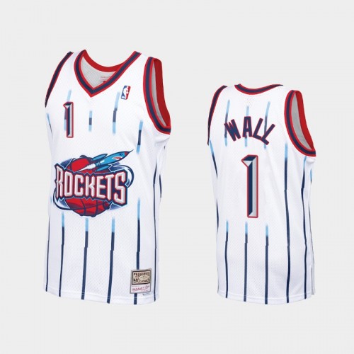 Men's Houston Rockets #1 John Wall White Hardwood Classics Jersey