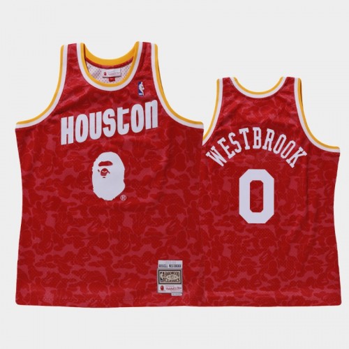 Men's Houston Rockets Red BAPE X Mitchell Personalized Classic Jersey